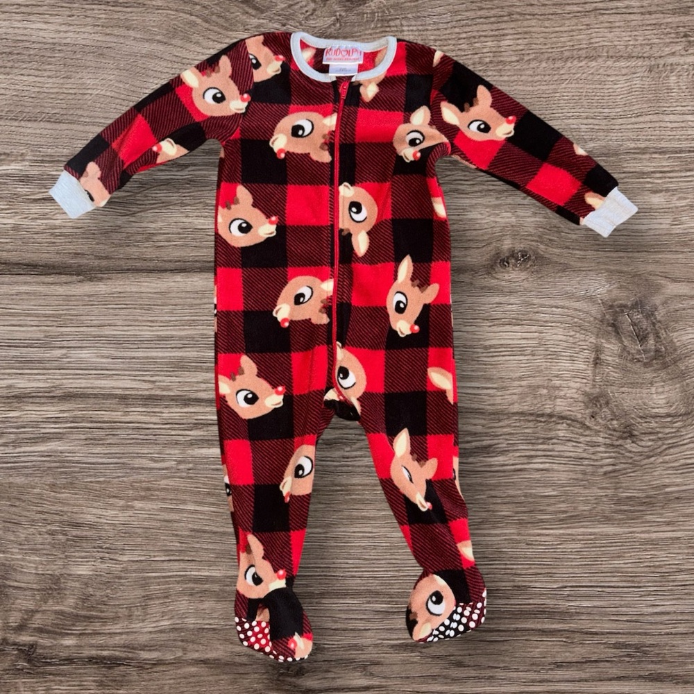 Authentic Rudolph, the red nose, reindeer, fleece baby onesie